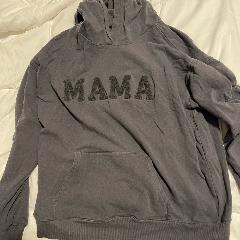 Motherhood size large gray “Mama” hooded sweatshirt